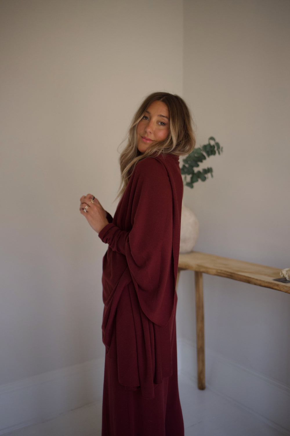 Sweater Knit Wrap - Burgundy