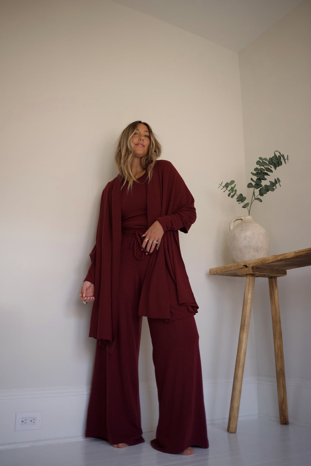 Sweater Knit Wrap - Burgundy