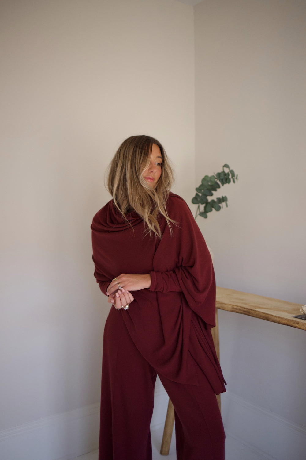 Sweater Knit Wrap - Burgundy