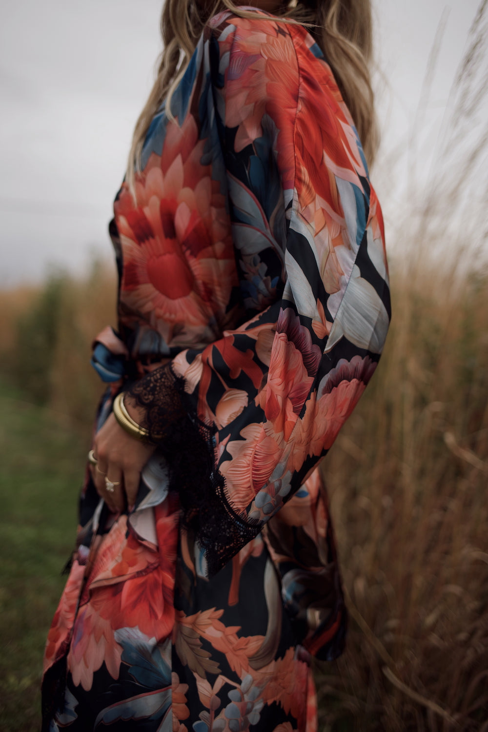 Lace Essential Button Down - Midnight Floral