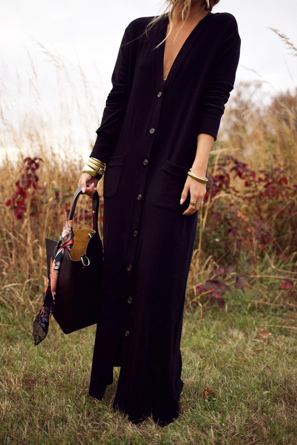 Cardi Sweater Dress - Black