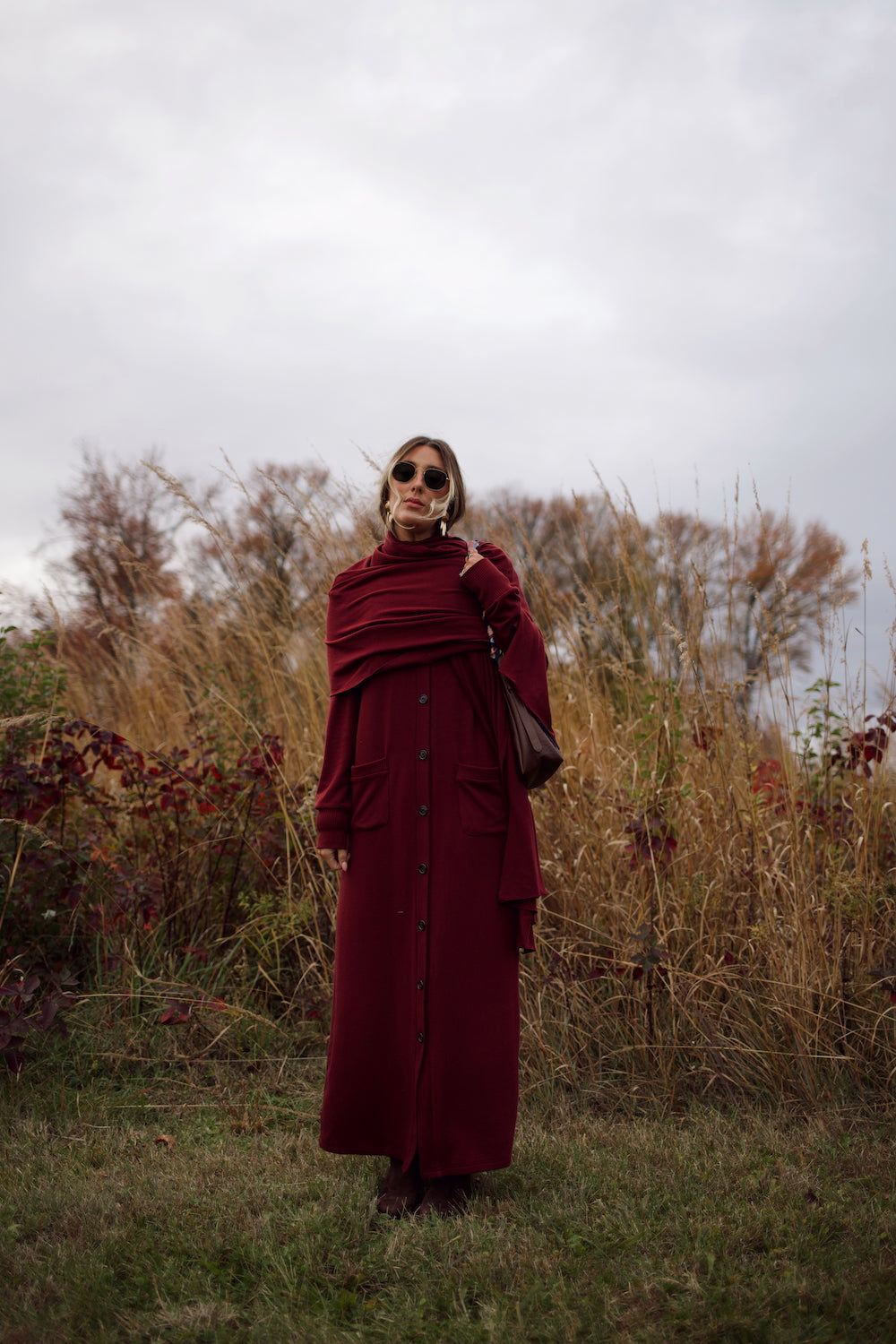 Sweater Knit Wrap - Burgundy