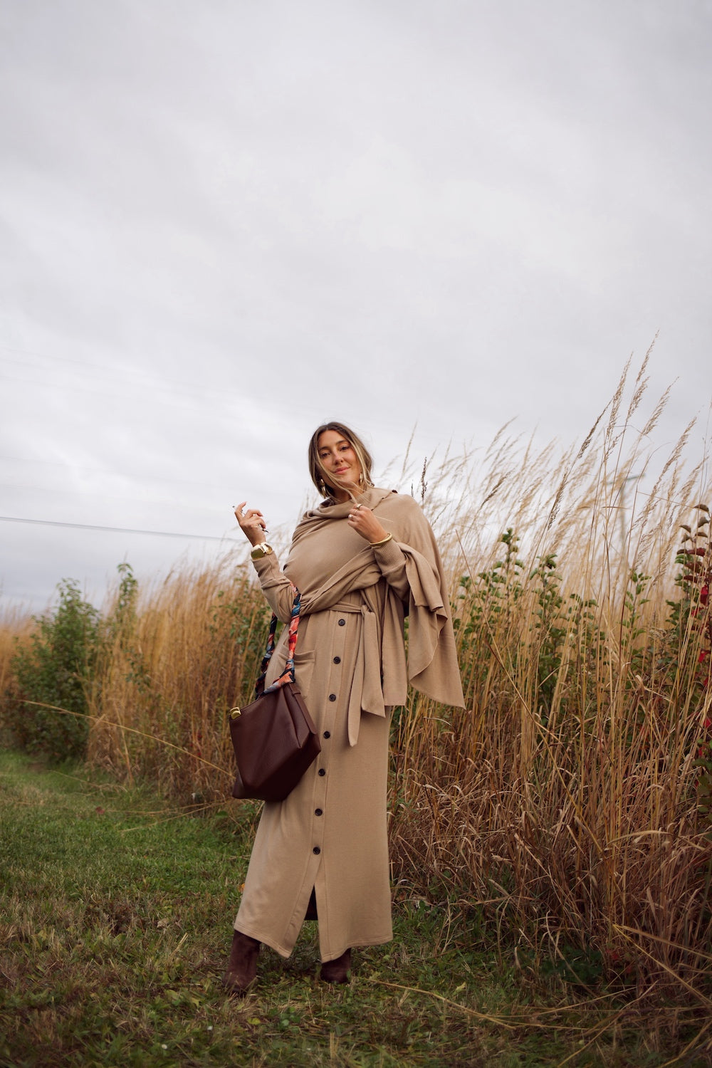 Sweater Knit Wrap - Camel