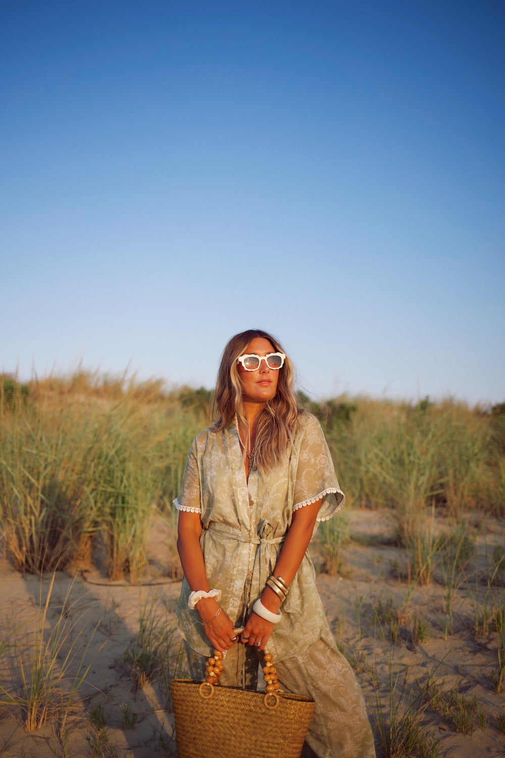 Cotton Cropped Essential Wide Leg Pant - August Sage