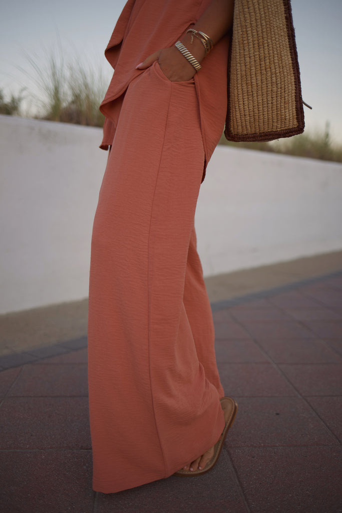 Essential Wide Leg Pant - Clay