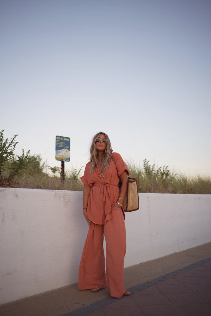 Essential Wide Leg Pant - Clay