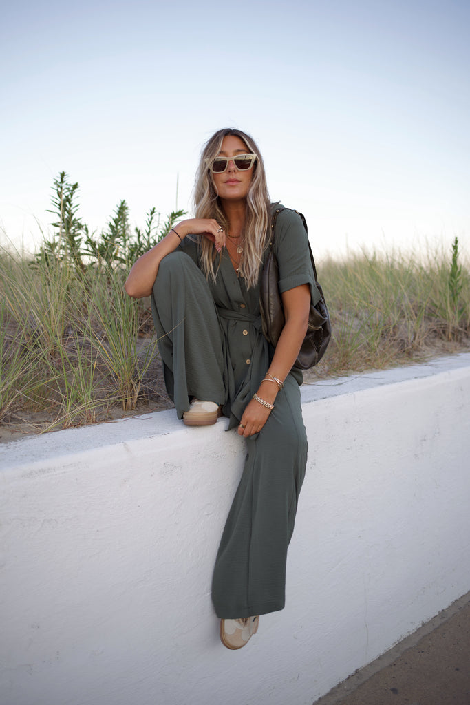 Essential Wide Leg Pant - Sea Glass (light olive)