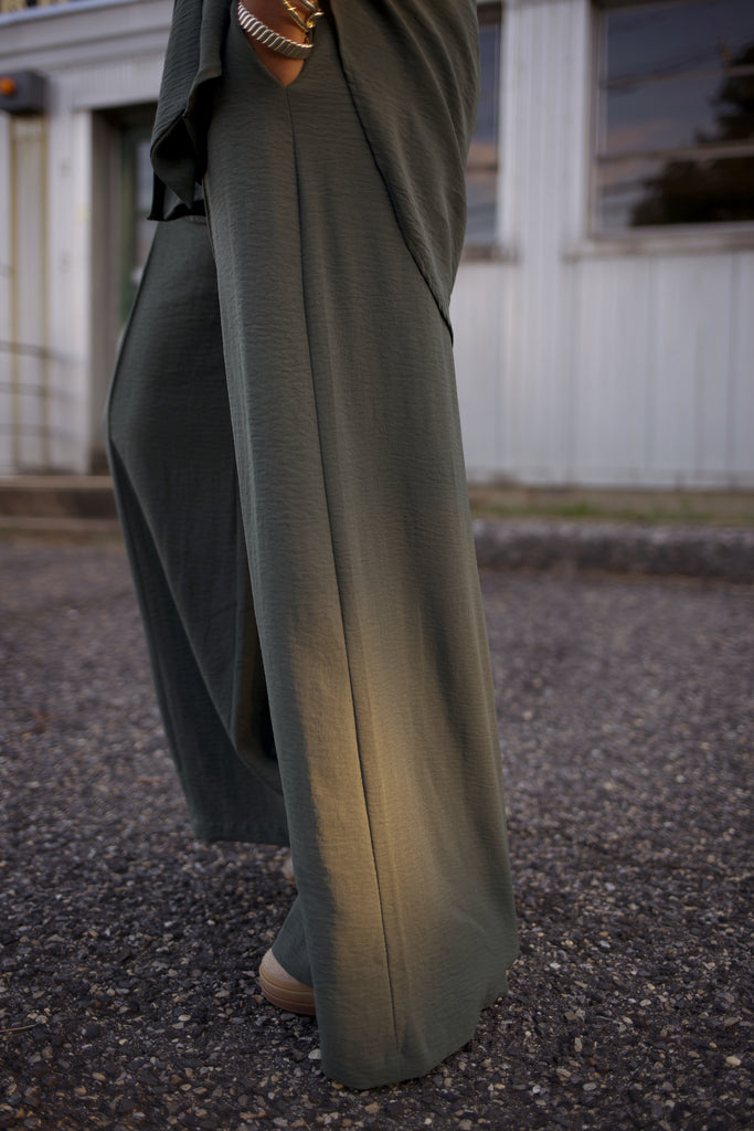 Essential Wide Leg Pant - Sea Glass (light olive)