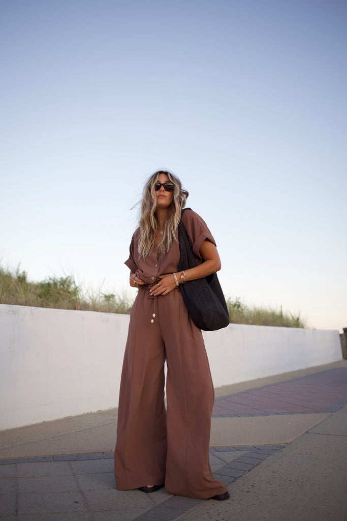 Essential Wide Leg Pant - Sepia (Cocoa Brown)