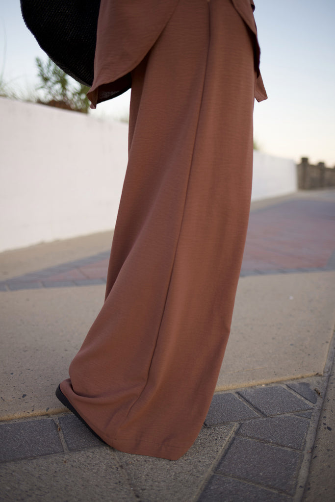 Essential Wide Leg Pant - Sepia (Cocoa Brown)