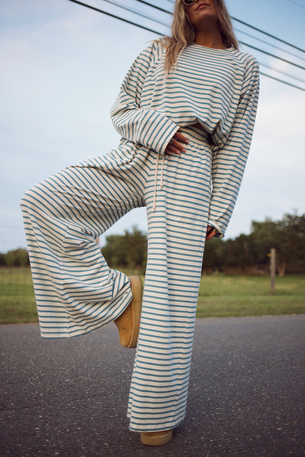 Emma Lounge Pant - Aegean Stripe