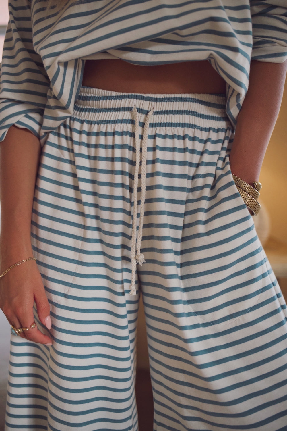 Emma Lounge Pant - Aegean Stripe