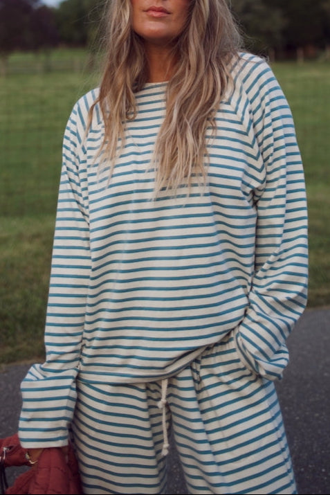 Emma Lounge Pant - Aegean Stripe