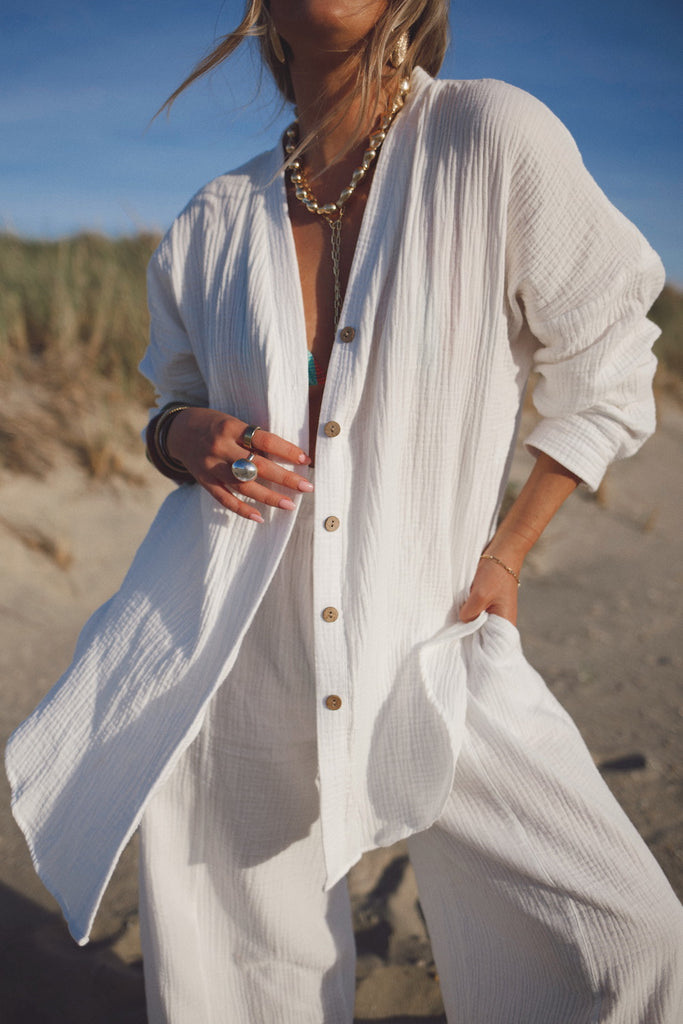 Cotton Gauze Essential Button Down - Ivory