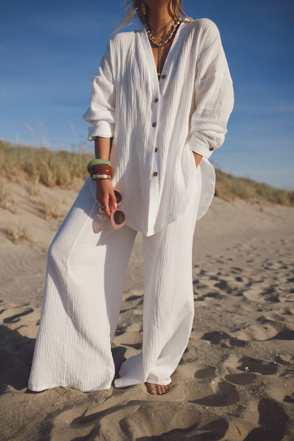 Cotton Gauze Essential Wide Leg Pant - Ivory – HOW DO YOU WEAR