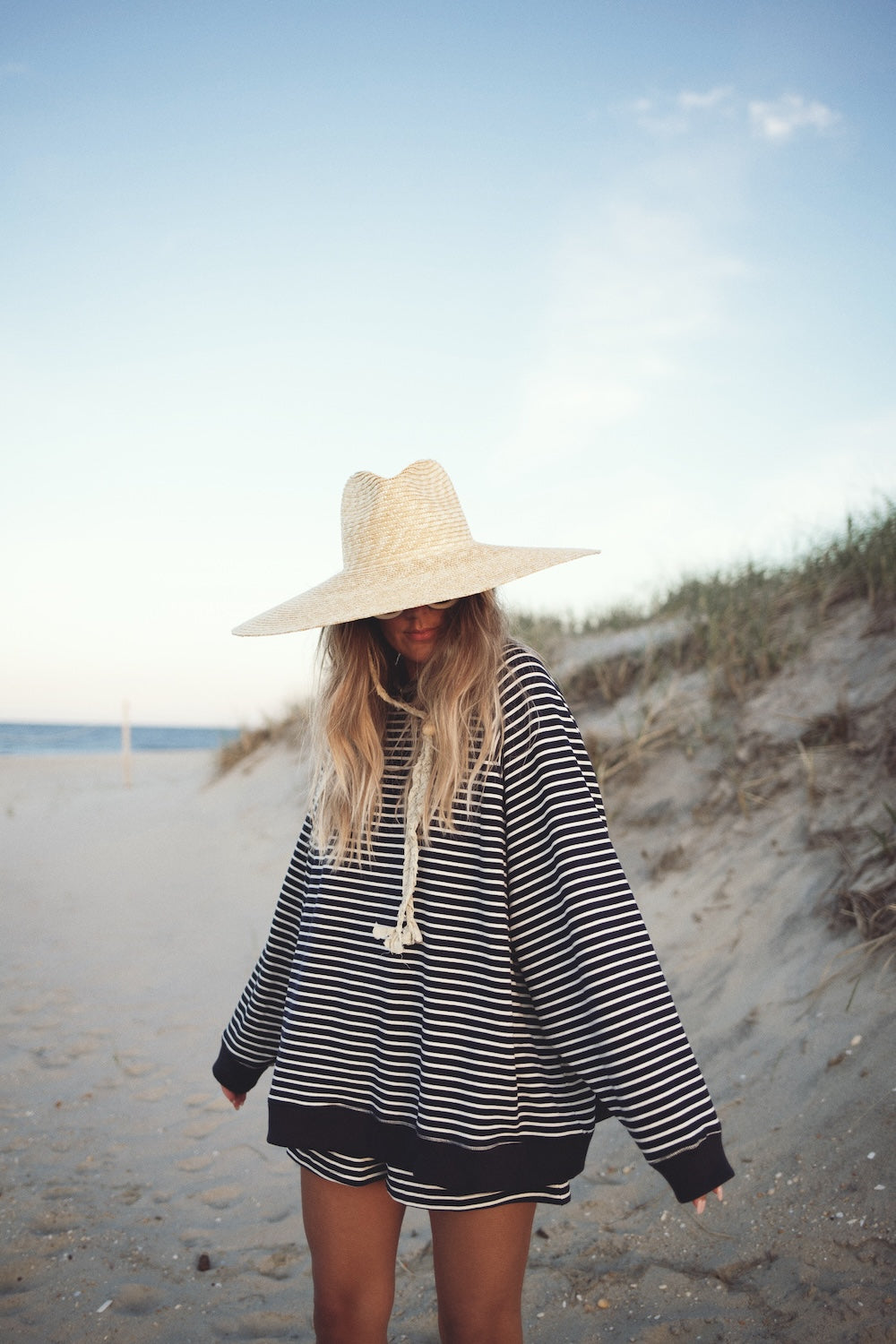 Oversized Crewneck - Navy Stripe