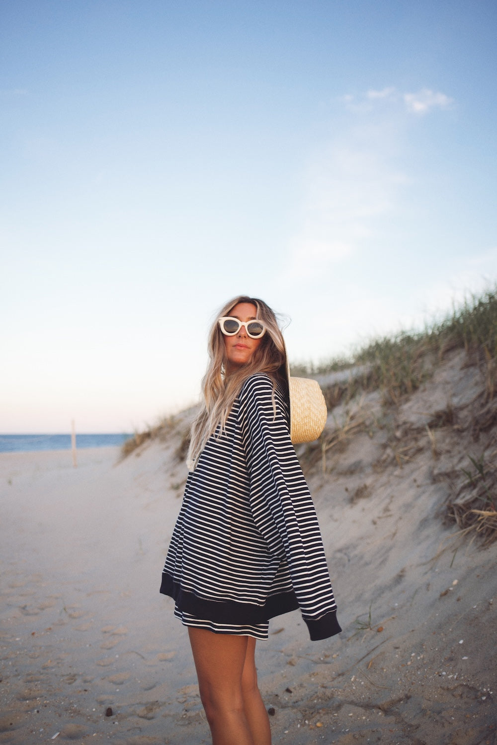 Oversized Crewneck - Navy Stripe