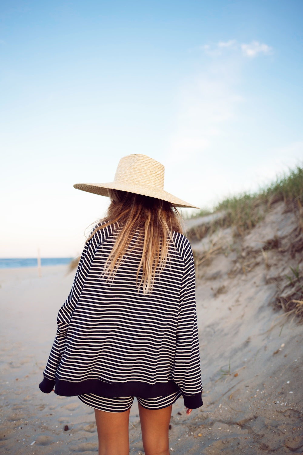 Oversized Crewneck - Navy Stripe