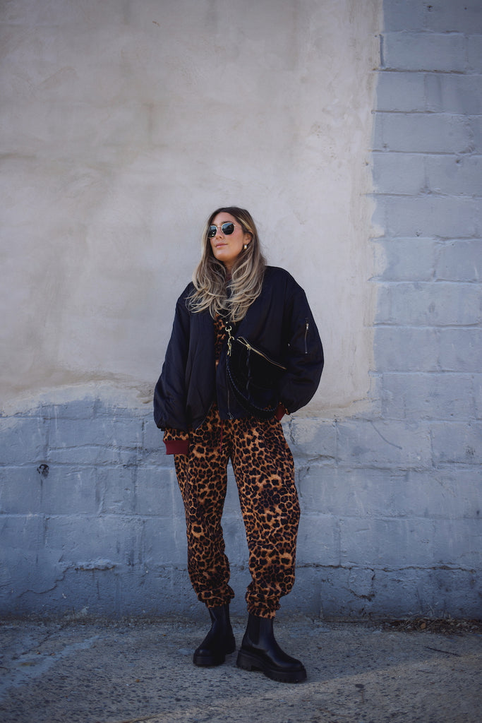 Oversized Boyfriend Crewneck Sweatshirt - Leopard