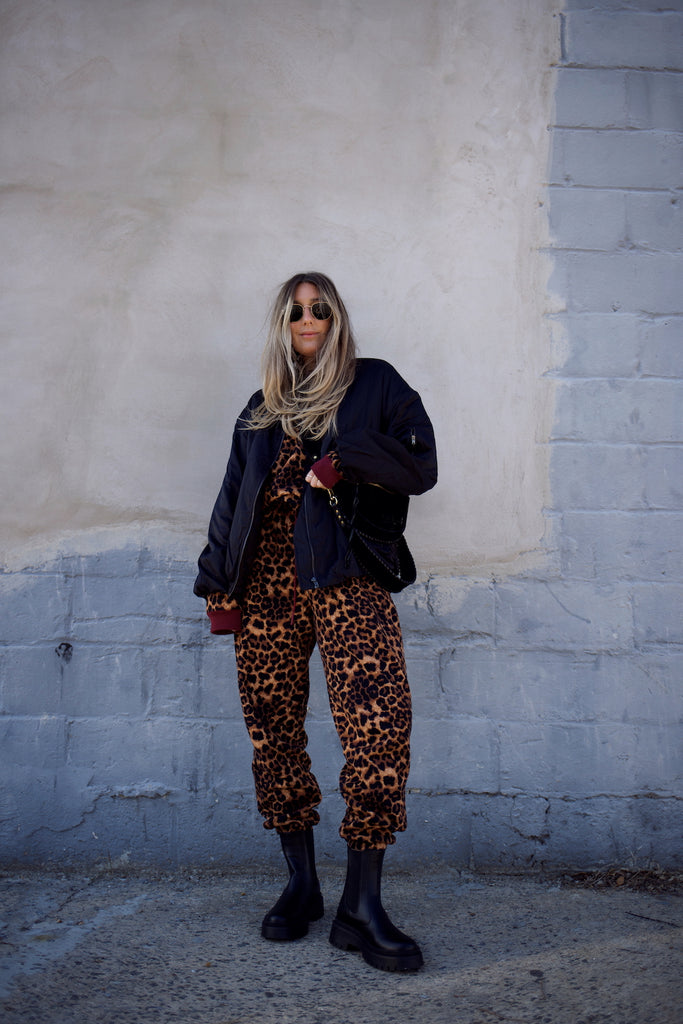 Oversized Boyfriend Crewneck Sweatshirt - Leopard