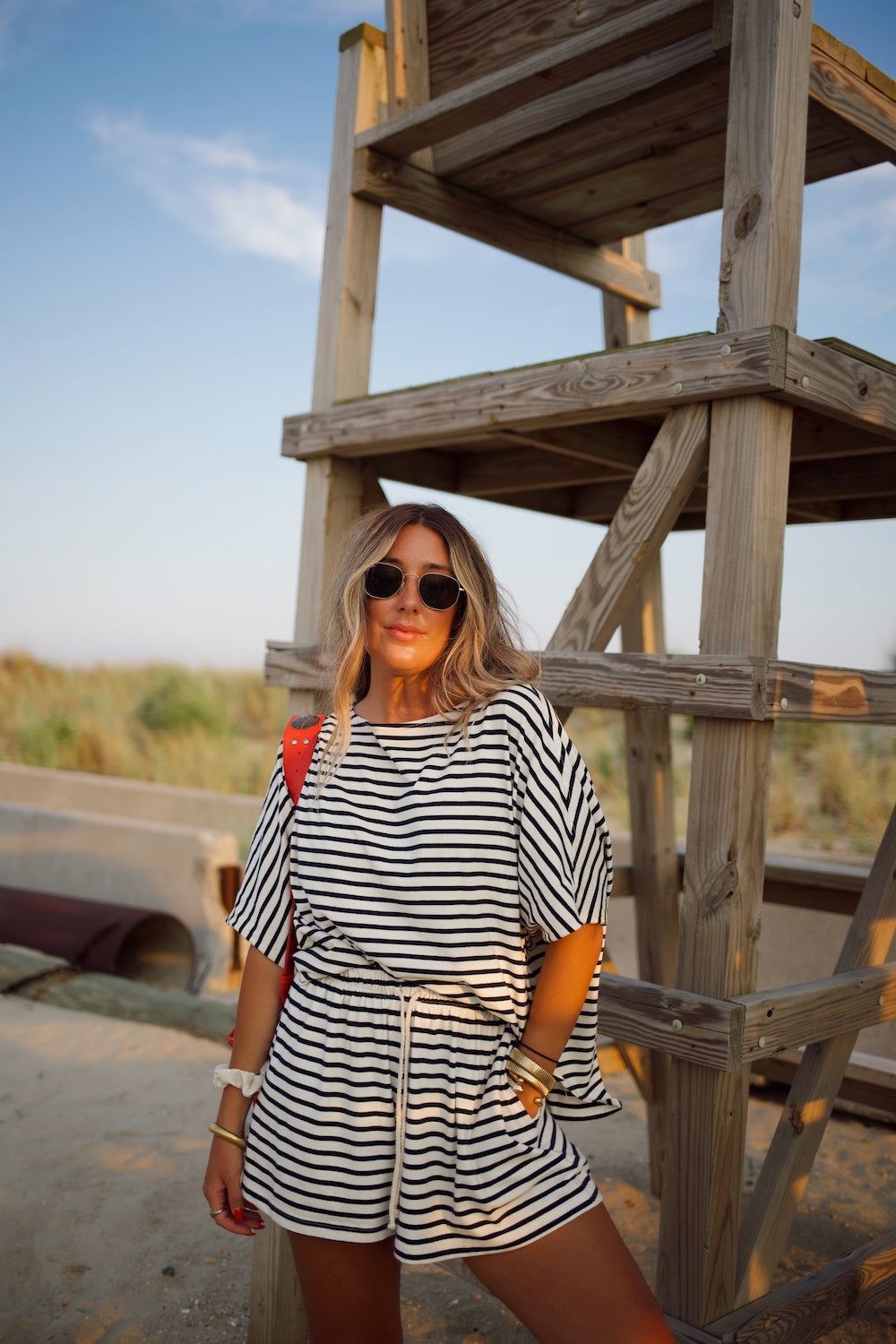 Everyday Oversized Tee - Marina Stripe