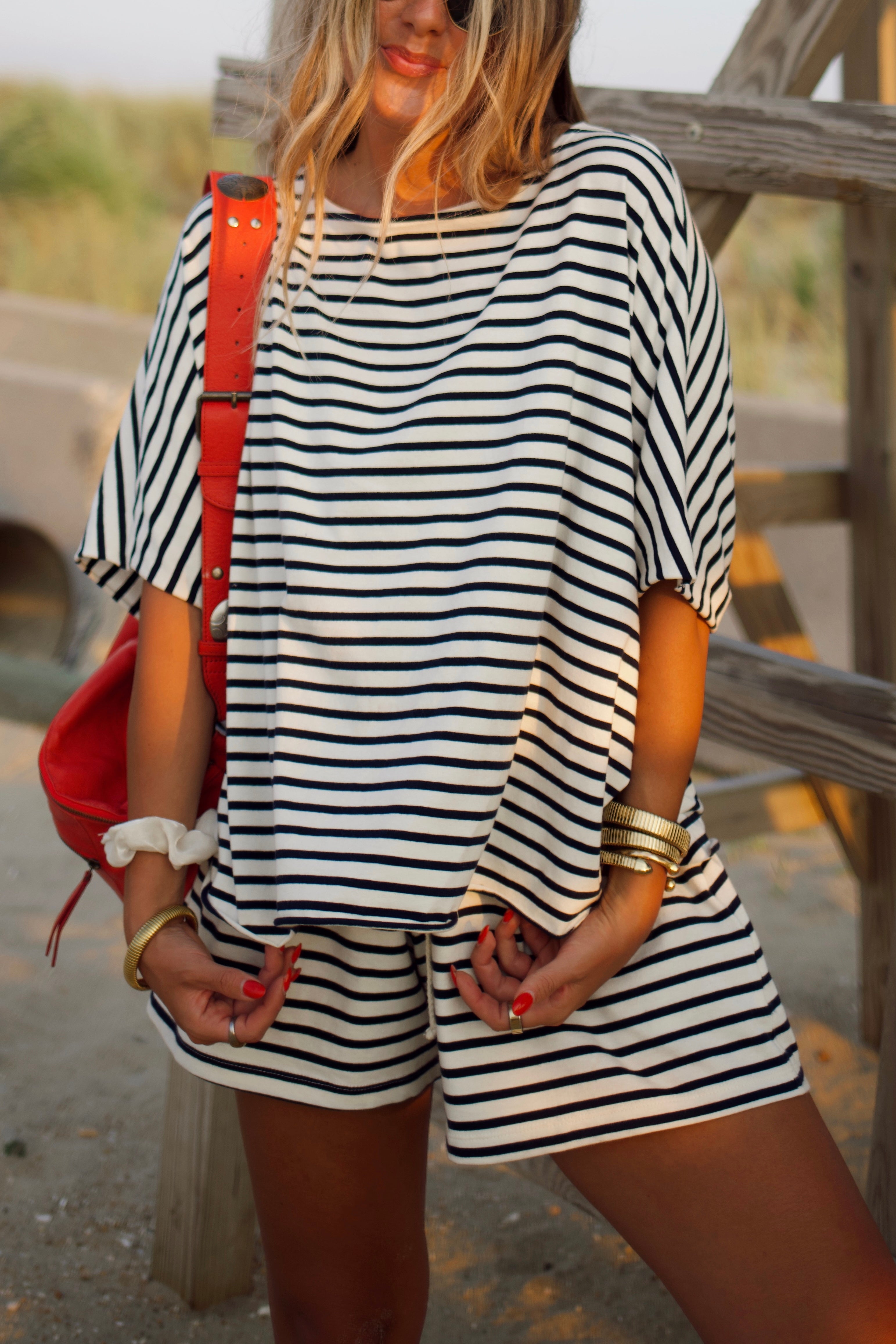Everyday Oversized Tee - Marina Stripe