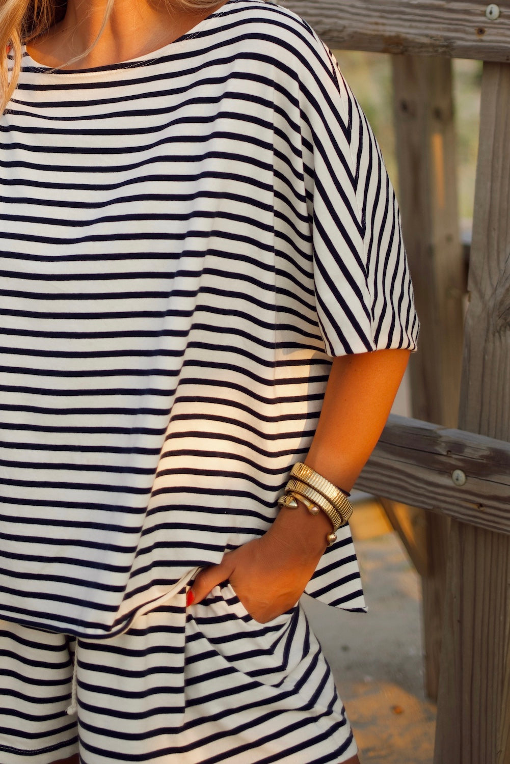 Everyday Oversized Tee - Marina Stripe