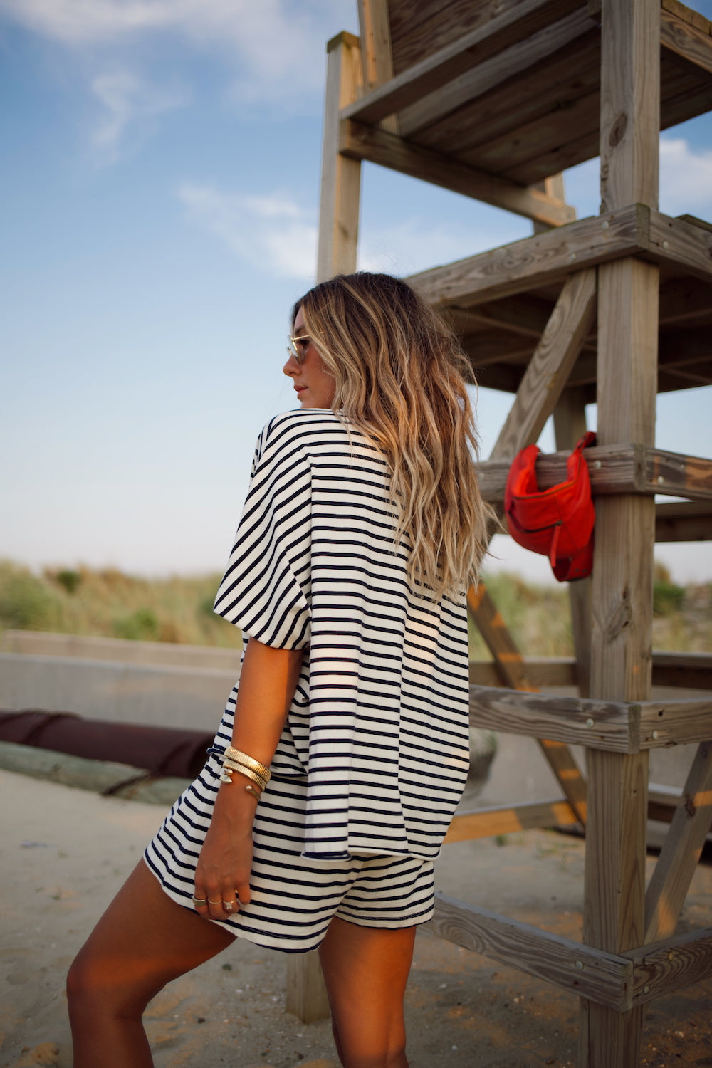 Everyday Oversized Tee - Marina Stripe