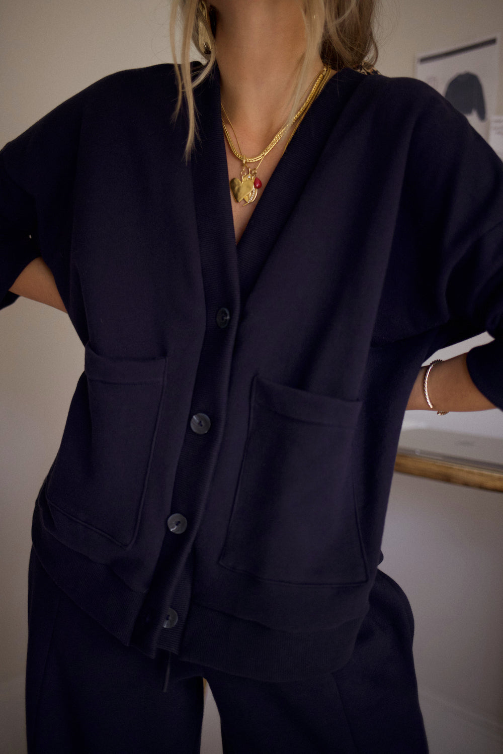 Sweatshirt Cardi - Navy