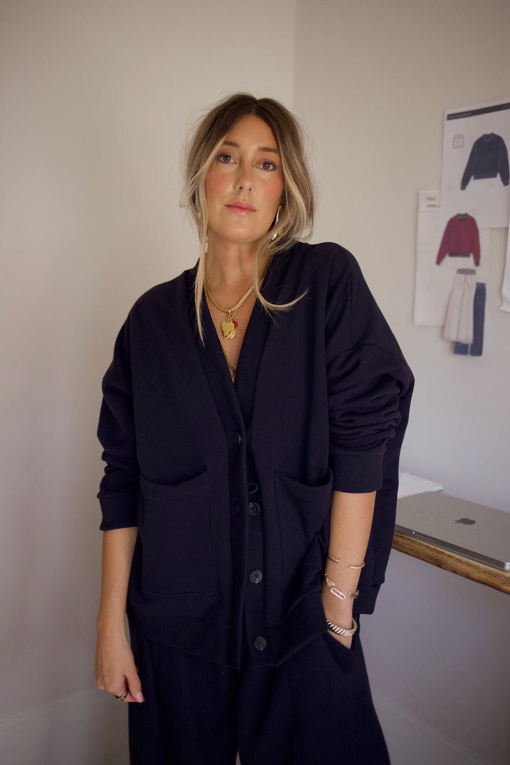 Sweatshirt Cardi - Navy