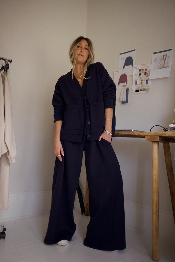 Essential Wide Leg Sweat Pant - Navy