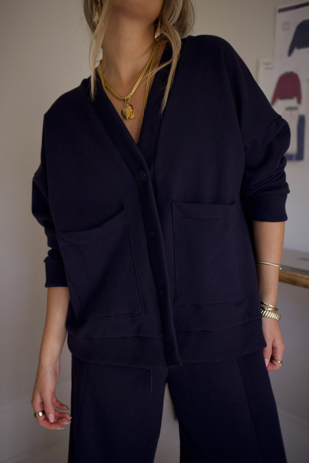 Sweatshirt Cardi - Navy