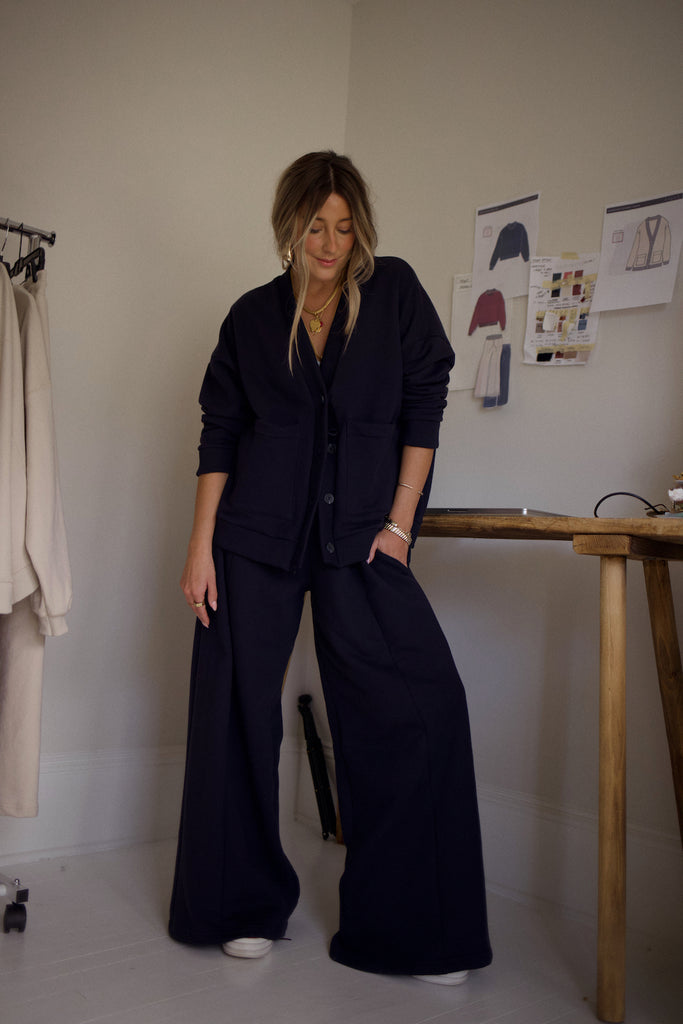 Essential Wide Leg Sweat Pant - Navy