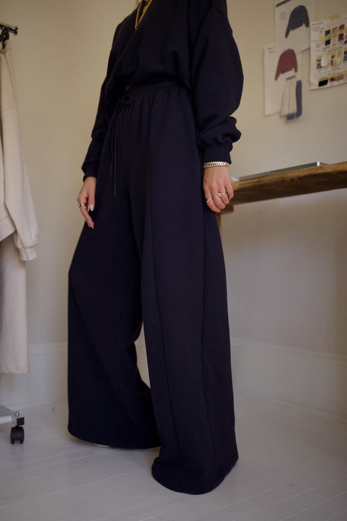 Essential Wide Leg Sweat Pant - Navy