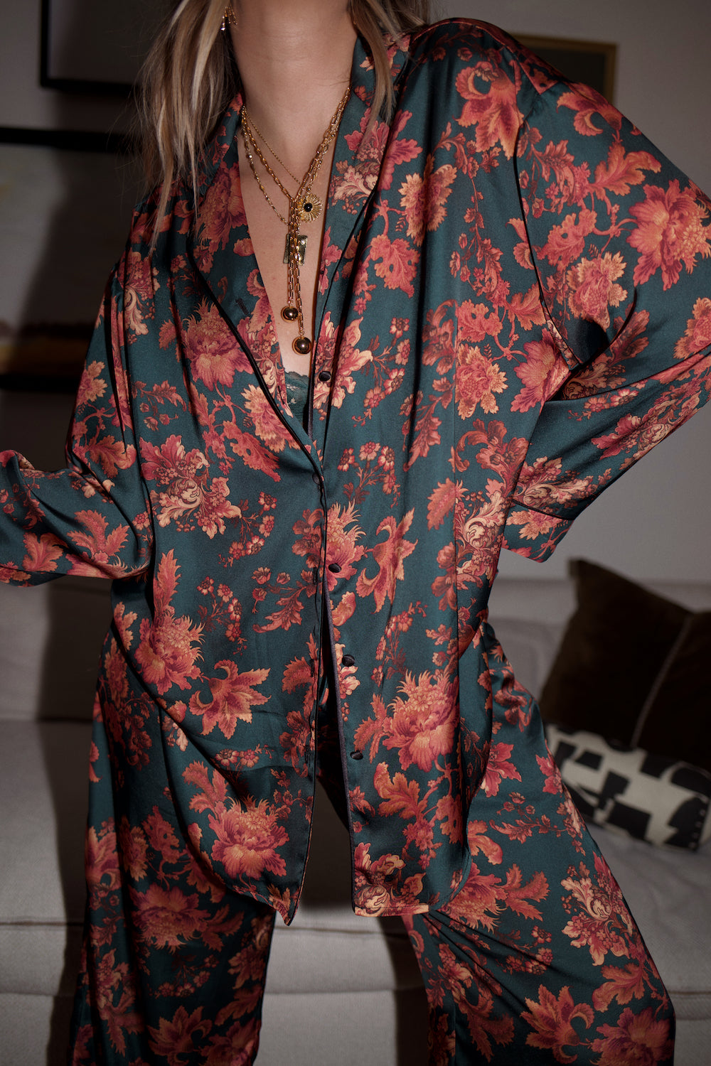 Pajama Button Down - Lotus