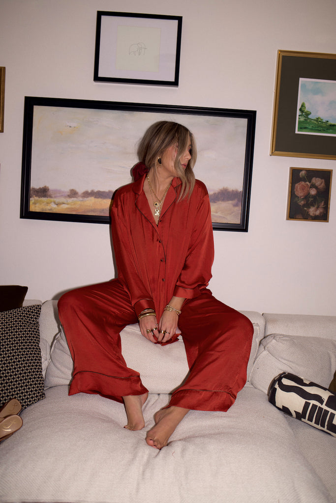 Pajama Button Down - Rust