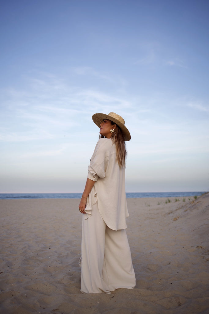 Essential Wide Leg Pant - Sand