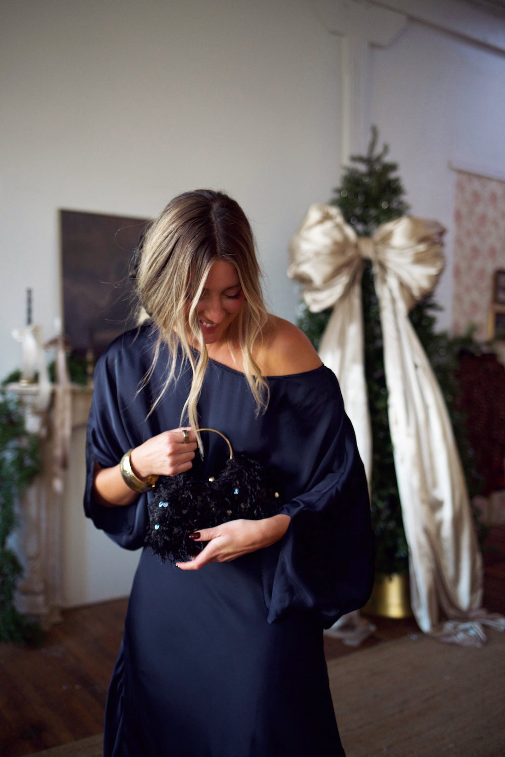 Convertible Drape Blouse - Navy