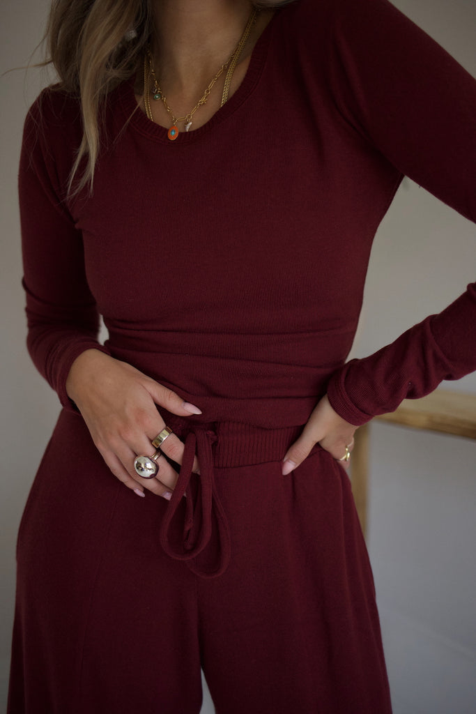 Sweater Essential Pant - Burgundy