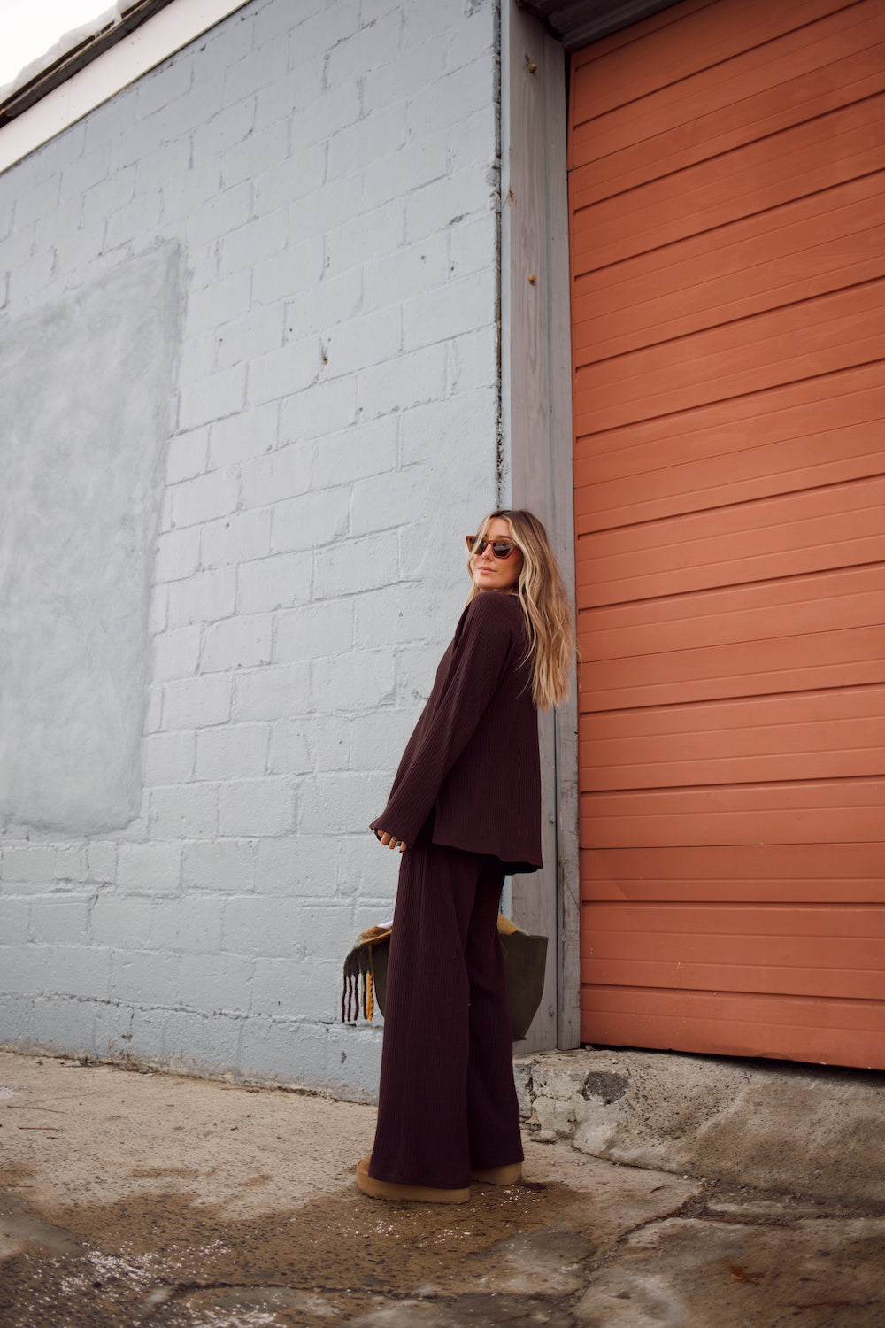 Emma Ribbed Sweater Pant - Chocolate