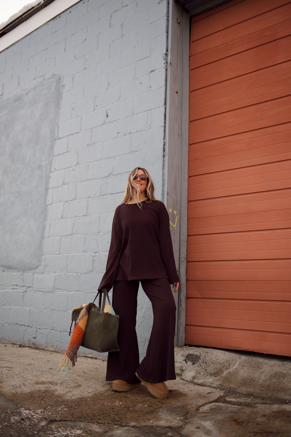 Emma Ribbed Sweater Pant - Chocolate