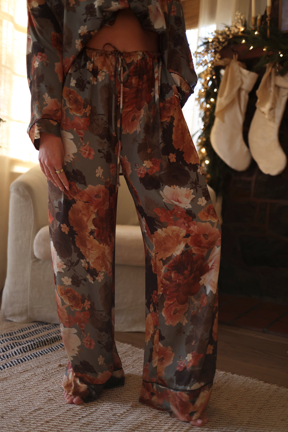 Pajama Button Down - Winter Bouquet