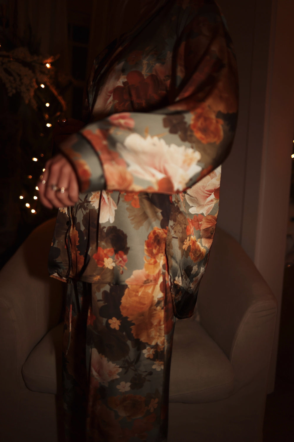 Pajama Button Down - Winter Bouquet