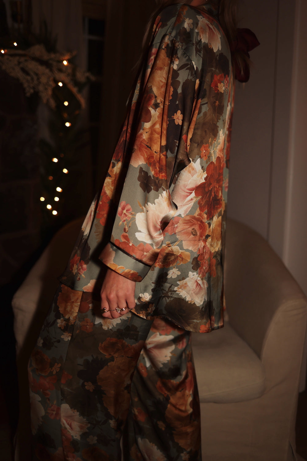 Pajama Button Down - Winter Bouquet