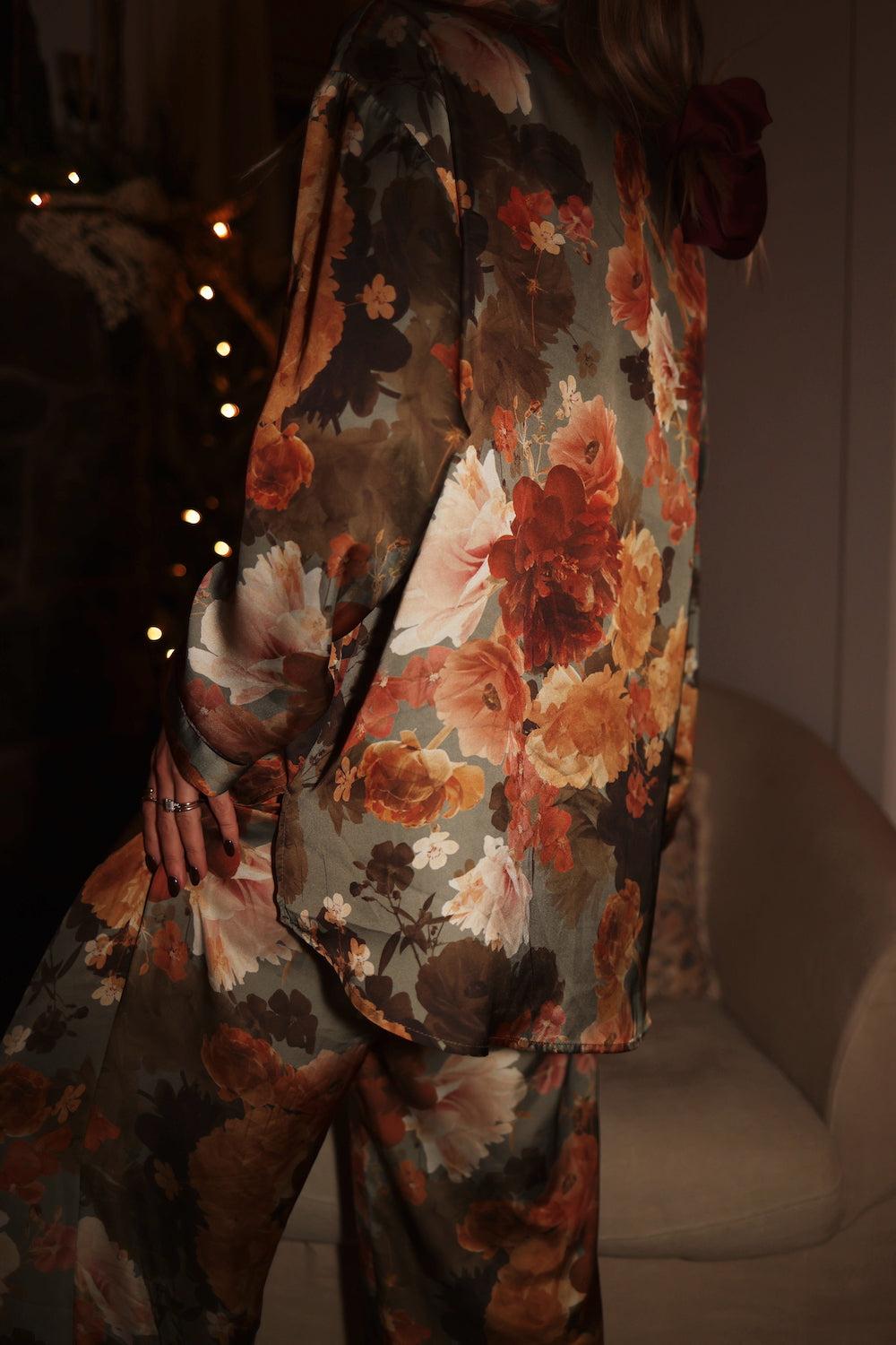 Pajama Button Down - Winter Bouquet