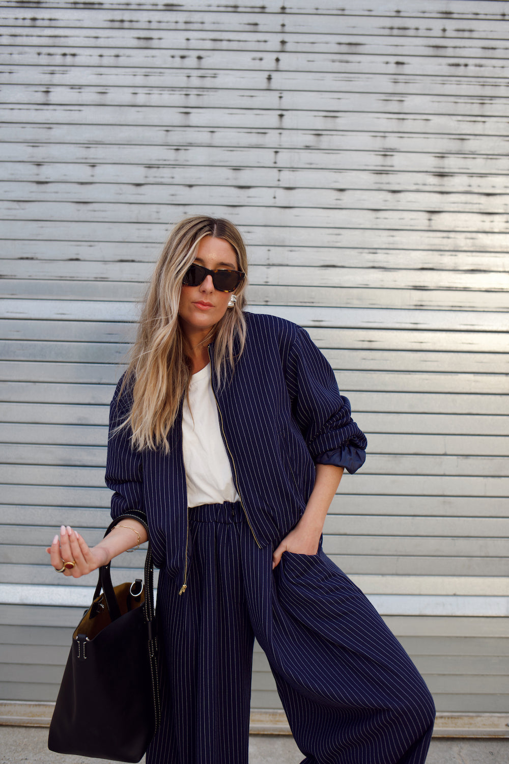 Wide Leg Trouser - Navy Pinstripe – HOW DO YOU WEAR THAT SHOP