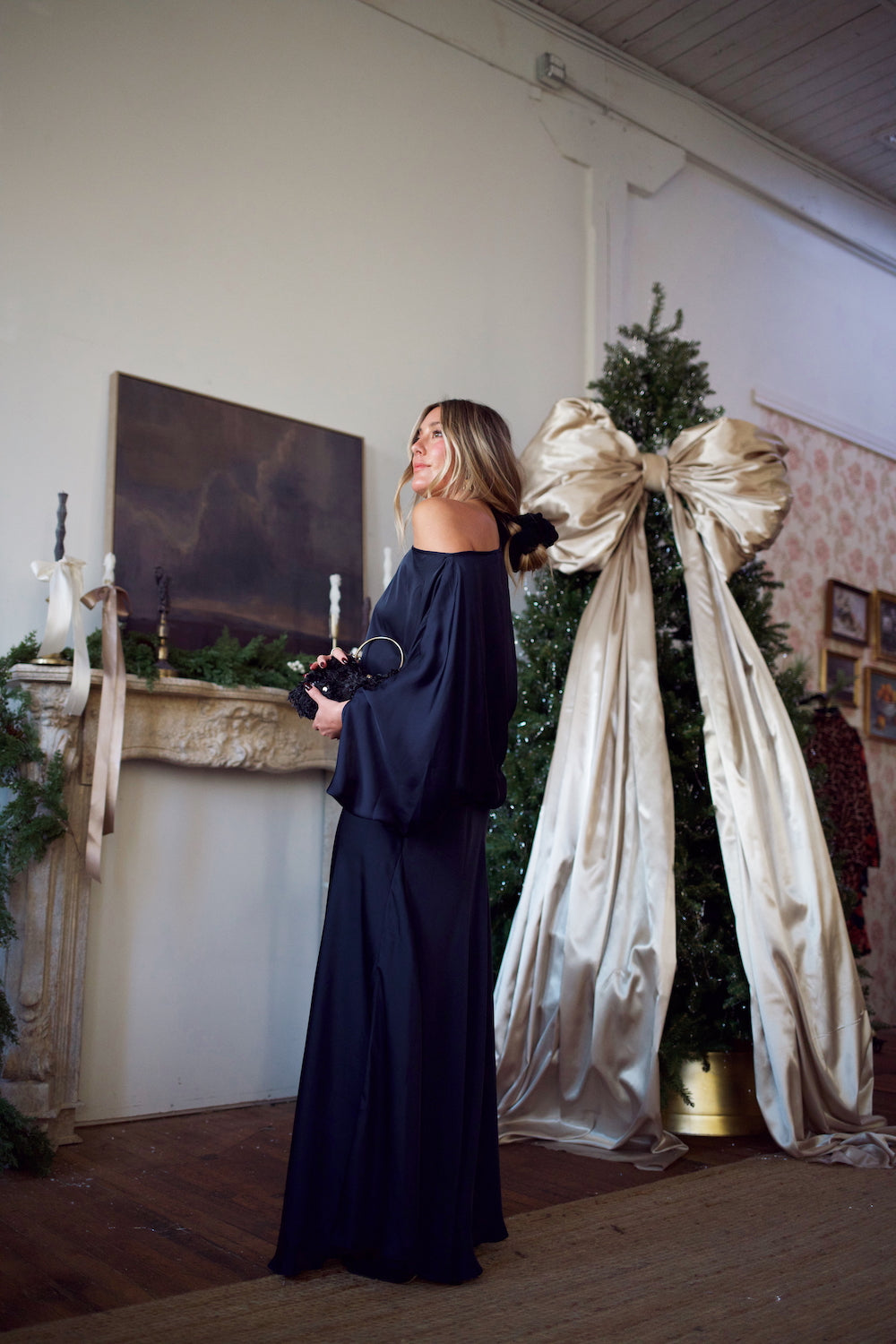 Bias Cut Slip Skirt - Navy