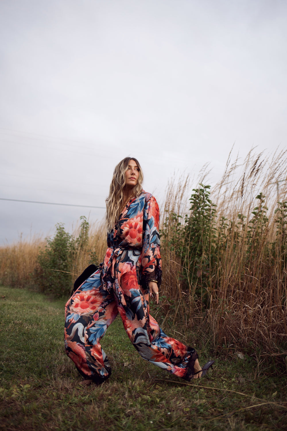 Lace Essential Button Down - Midnight Floral