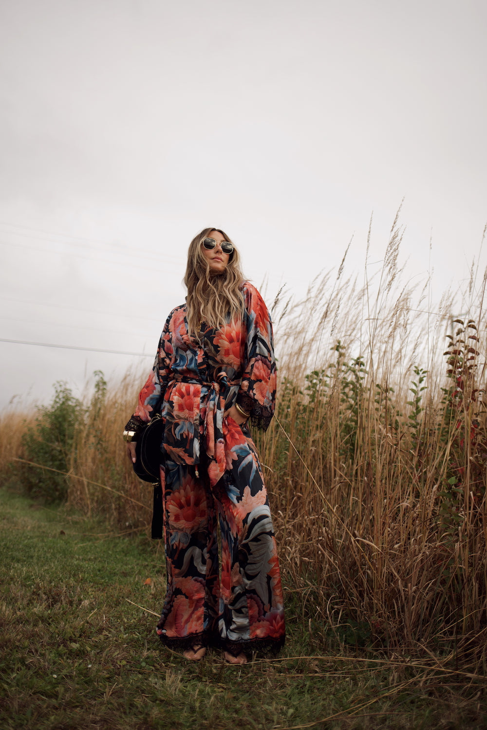 Lace Essential Wide Leg Pant - Midnight Floral