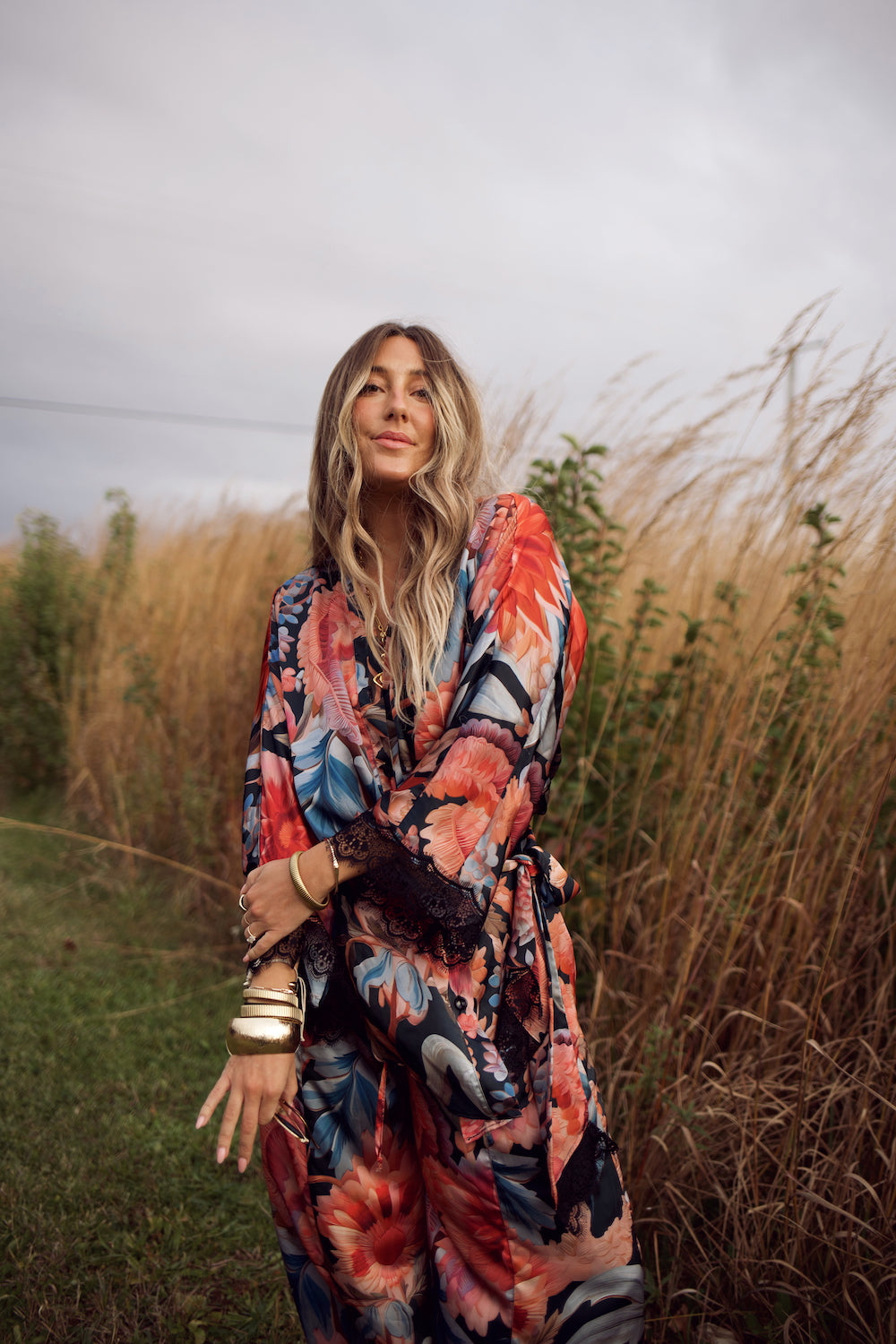 Lace Essential Button Down - Midnight Floral